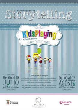 Cartel de los talleres de cuentacuentos bilingüe 