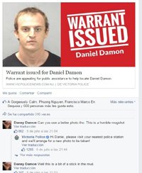 Un australiano huido de la Justicia pide a la Policía por Facebook que cambien su foto policial