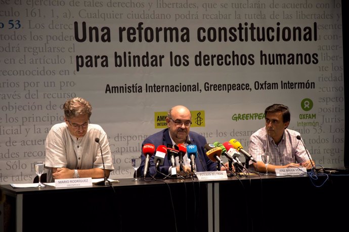 Amnistía Internacional, Greenpeace y Oxfam Intermón exigen una reforma constituc