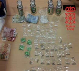 Las sustancias intervenidas al detenido en el camping de Ezkaba. 