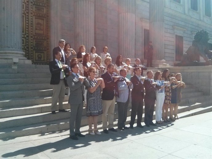 Diputados del PP a las puertas del Congreso