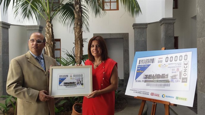 Presentación del cupón de la ONCE con la imagen de Telde