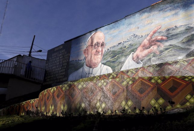 Un mural del Papa Francisco en El Alto Bolivi