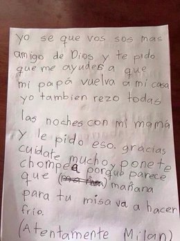 Carta de un niño boliviano al Papa