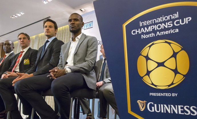 Yorke, Cudicini and Abidal attend a news conference in New York
