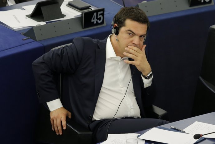 Alexis Tsipras en la reunión del Eurogrupo en el Parlamento Europeo