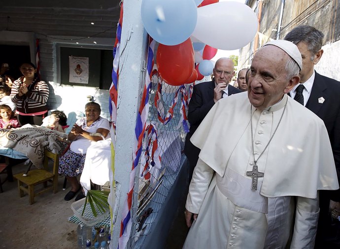 Pope Francis visits the Banado Norte neighborhood in Asuncion, Paraguay