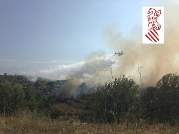 Incendio forestal en Jerica