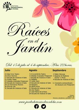 Cartel de 'Raíces en el Jardín'