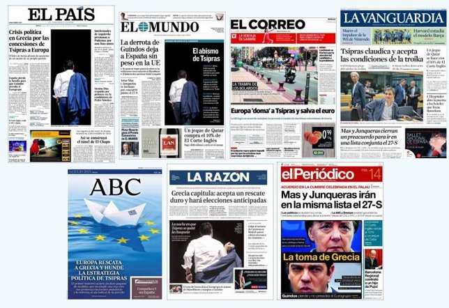 Portadas de los periódicos del martes 14 de julio