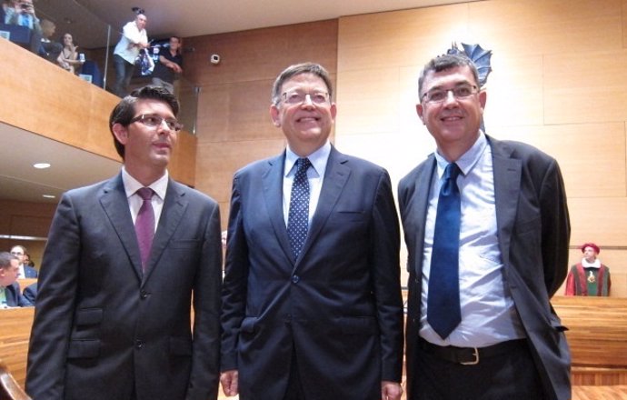 Jorge Rodríguez (a la izquierda) junto a Ximo Puig y Enric Morera
