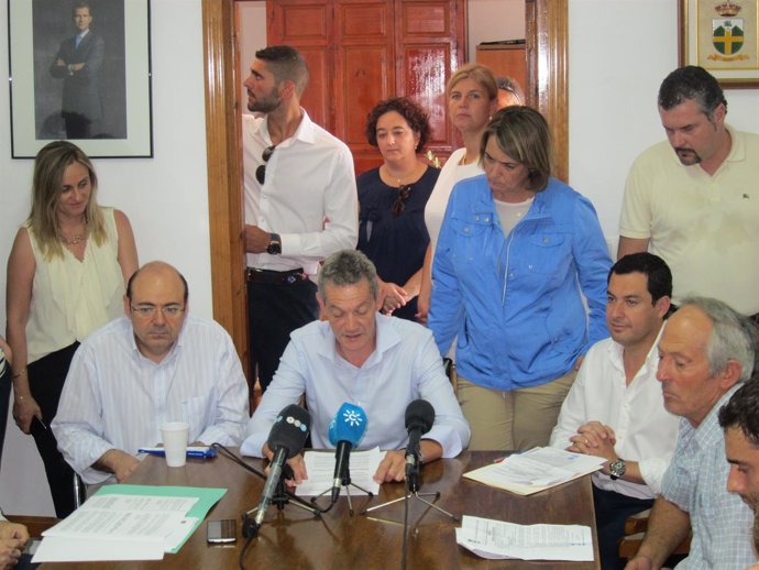 El pleno de Lújar, al que han acudido Moreno y  diputados del PP.