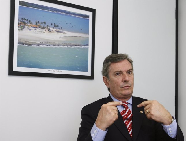 Brazil's former president and senator Fernando Collor de Mello gestures during a