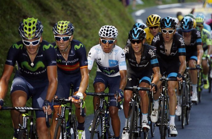 Valverde y Nairo Quintana (Movistar) durante el Tour
