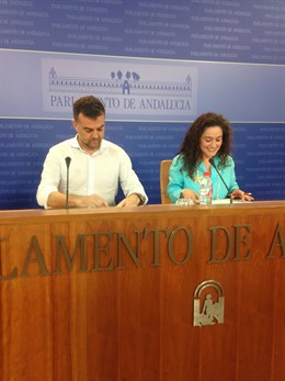 Maíllo en rueda de prensa en el Parlamento con Inmaculada Nieto