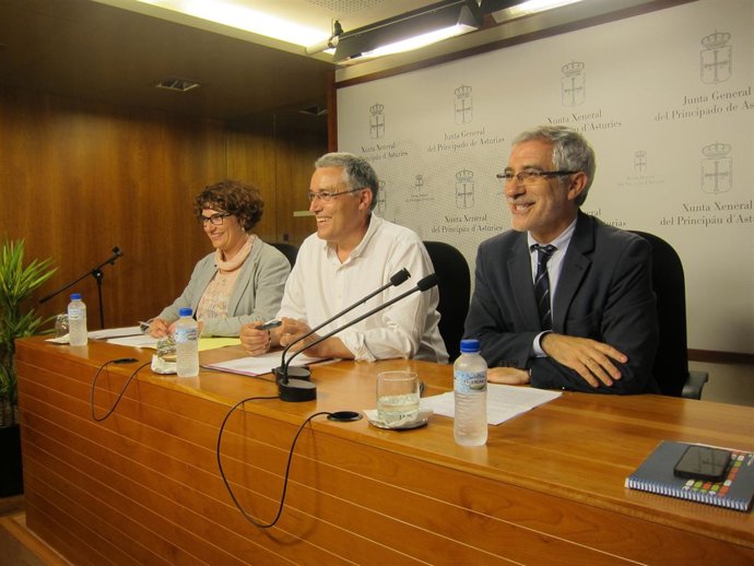 Por la izquierda, Pulgar, Orviz y Llamazares. 