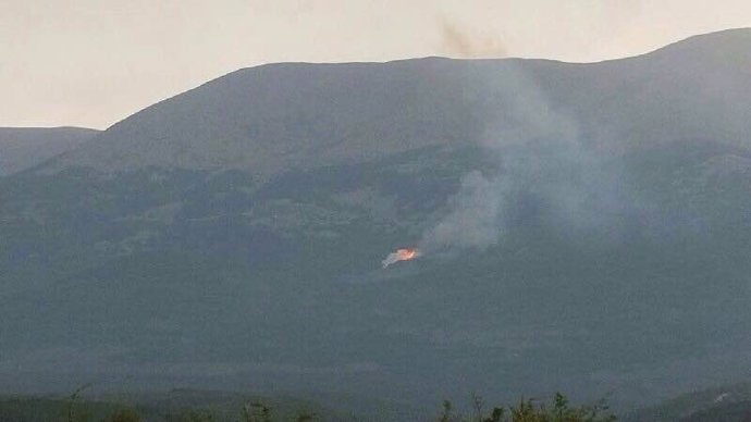 Incendio en el Parque Natural del Moncayo, originado por un rayo este miércoles