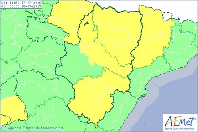 Alerta amarilla por altas temperaturas y tormentas en Aragón
