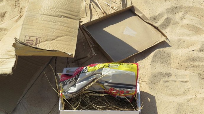 Caja que pretendía ser quemada en el Parque Natural de La Breña