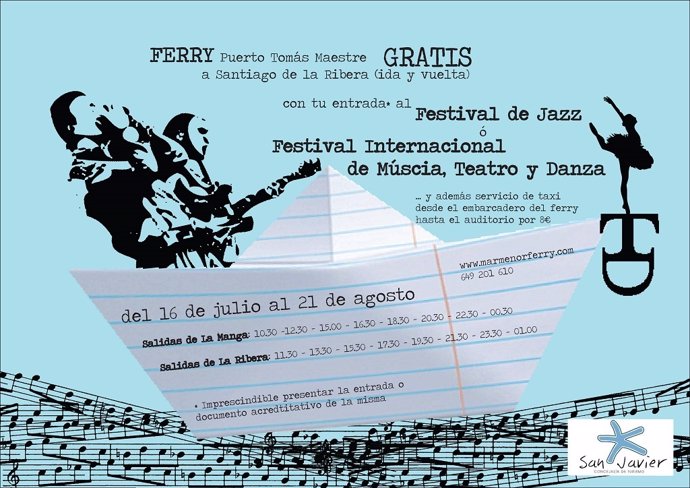 Ferry gratuito para ir desde La Manga a los festivales de San Javier