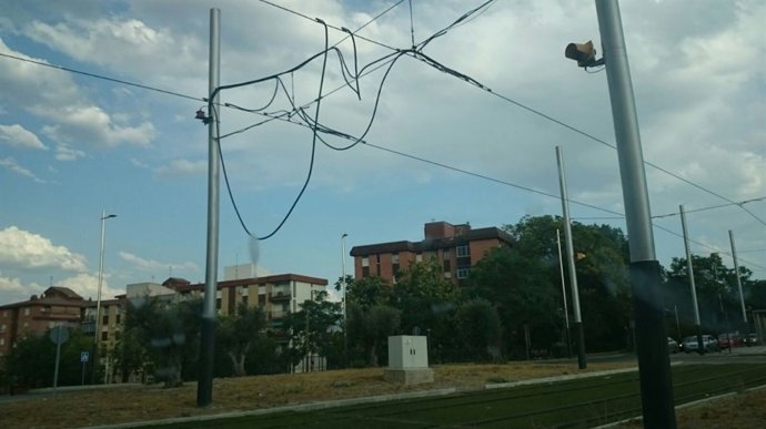 Catenarias del tranvía de Jaén