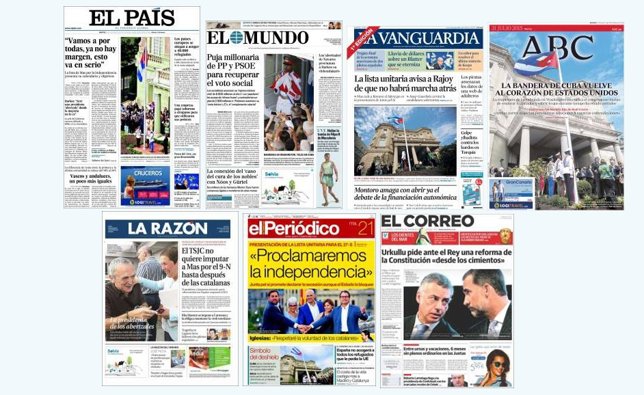 Portadas de los periódicos de hoy martes 21 de julio