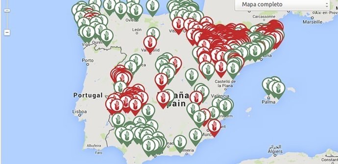 Mapa de cultivos transgénicos de España