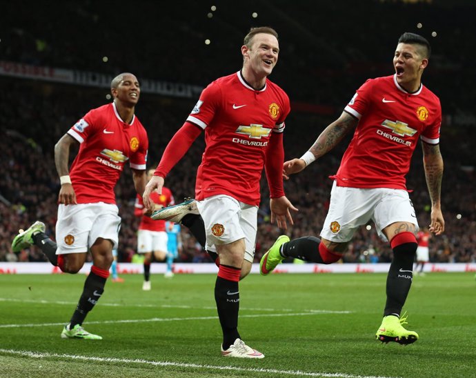 Wayne Rooney celebra un gol con el Manchester United
