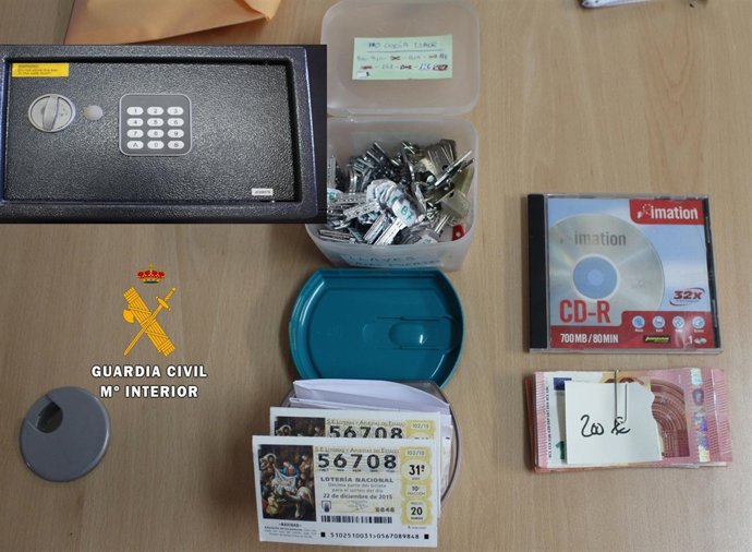 Material del robo en el hotel 