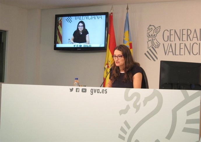 Oltra en la rueda de prensa tras el pleno del Consell