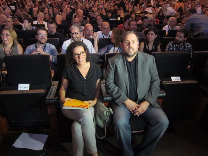 Oriol Junqueras junto a Marta Rovira en el Consell Nacional