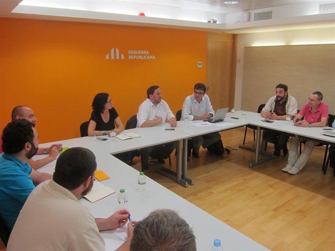 Los dirigentes de ERC Marta Rovira, Oriol Junqueras y Lluís Salvadó