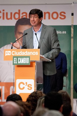 El líder de Ciudadanos en Andalucía, Juan Marín, durante una intervención