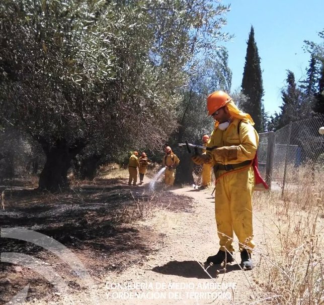 Efectivos del GLPA de las Siete Fincas participaron en la extinción del incendio