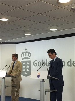 Presidente canario, Fernando Clavijo, y ministro de Industria, José Manuel Soria