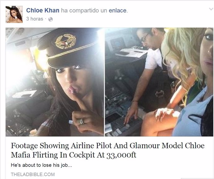 Publicación facebook de Chloe Khan