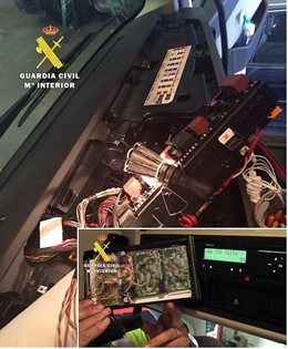 Tacógrafo manipulado por el detenido. 