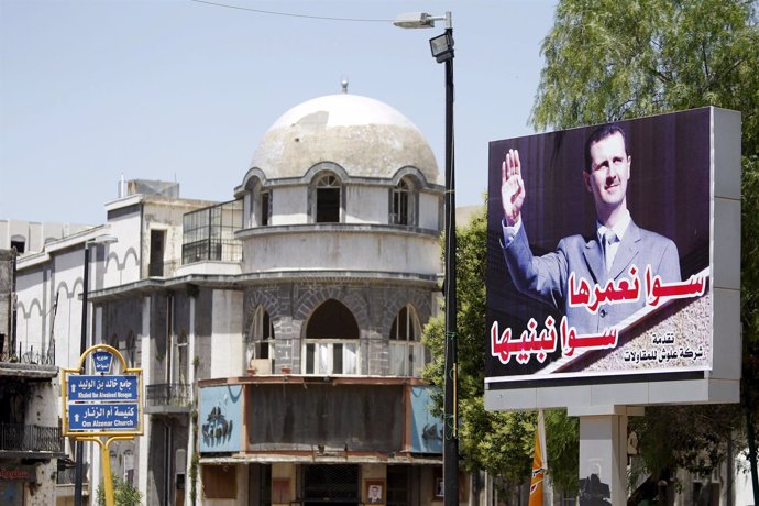 Cartel de Bashar al Assad en Homs, Siria