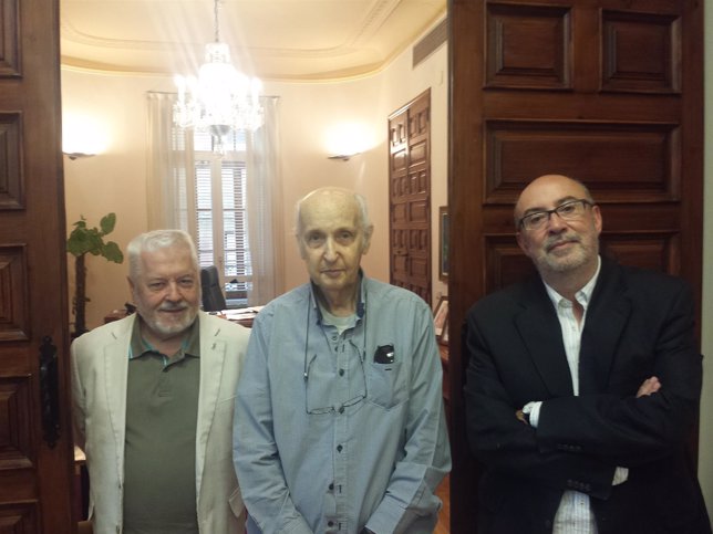 Manuel Alcaraz, Santiago Grisolía y Jesús Huguet en el CVC