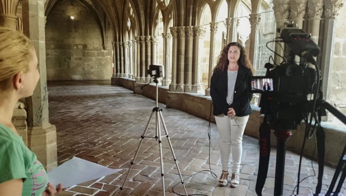 Un momento del rodaje del documental en el Monasterio de Veruela