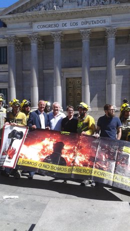 BRIF protestan frente al Congreso con PSOE, IU y UPyD