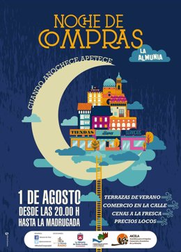 Cartel anunciador de la 'Noche de compras' de La Almunia'
