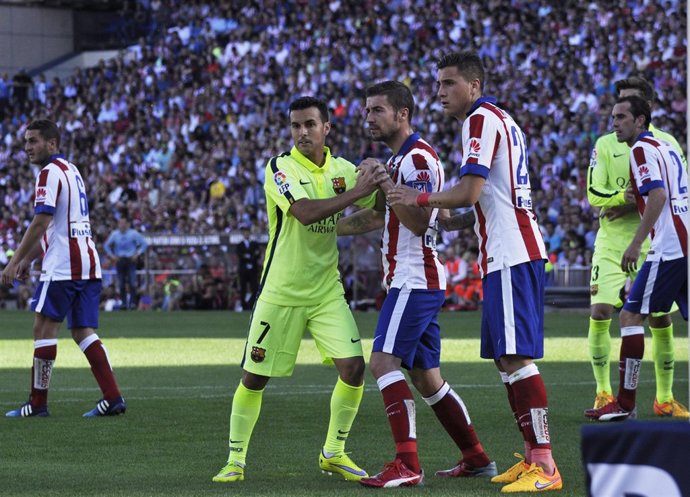 Pedro Rodríguez, Gabi y Giménez. Atlético de Madrid-F.C.Barcelona