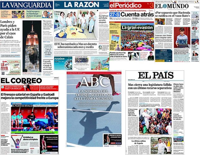 Portadas periódicos 3 de agosto