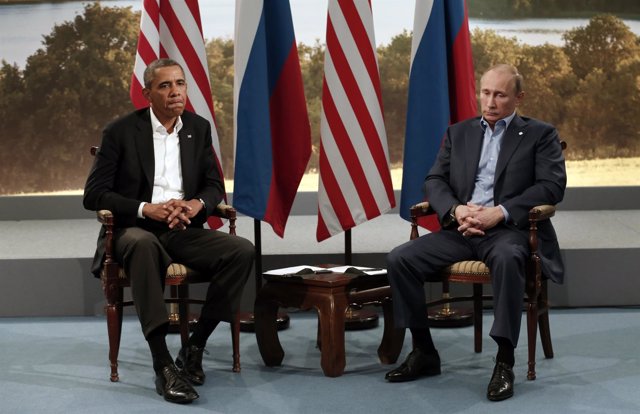 Obama meets with Vladimir Putin during the G8 Summit at Lough Erne in Enniskille