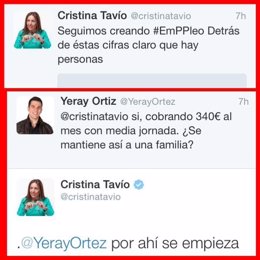 Tweet de Cristina Tavío en relación al empleo precario