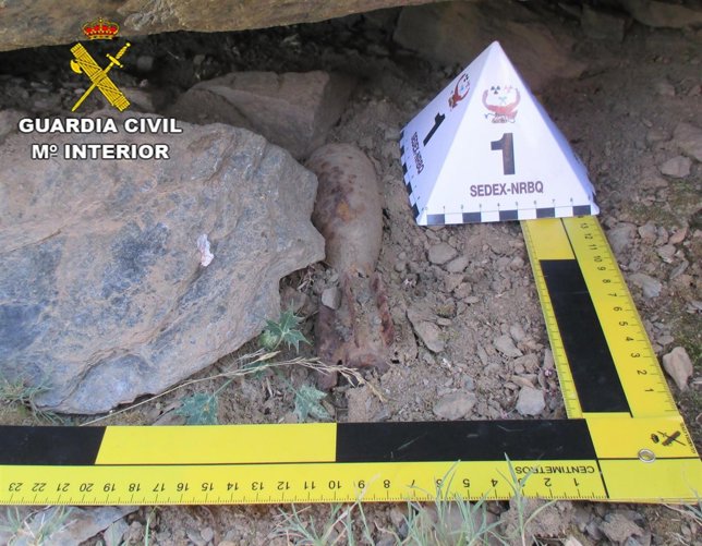 Granada de mortero encontrada en Sierra Nevada