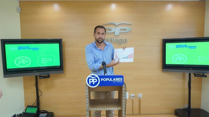 El presidente de NNGG Málaga, Luis Verde, en rueda de prensa