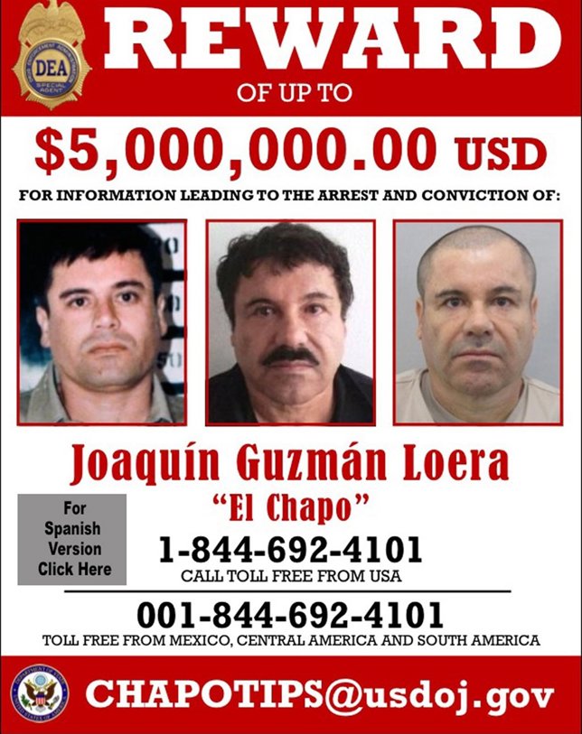Cartel de la detención del Chapo