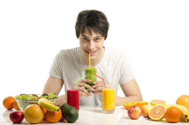 Bebidas, zumos, fruta, alimentación sana.